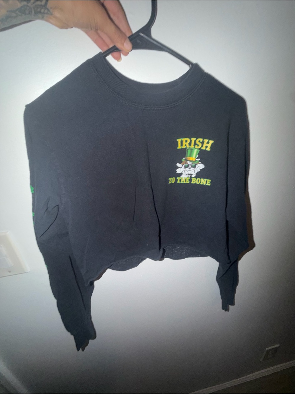 Black Shenanigans "Irish To The Bone" Cropped Longsleeve